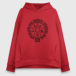 Толстовка оверсайз женская Hellsing Pentagram, цвет: красный