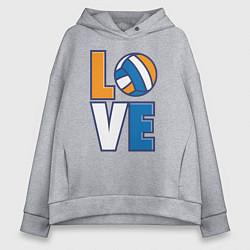 Толстовка оверсайз женская Love Volleyball, цвет: меланж