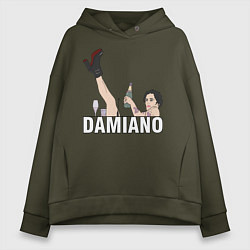 Толстовка оверсайз женская Damiano Maneskin, цвет: хаки