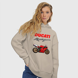 Толстовка оверсайз женская DUCATI ДУКАТИ MOTOSPORT, цвет: миндальный — фото 2