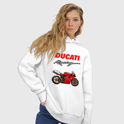 Толстовка оверсайз женская DUCATI ДУКАТИ MOTOSPORT, цвет: белый — фото 2