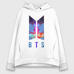 Толстовка оверсайз женская Logo BTS, цвет: белый