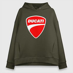 Толстовка оверсайз женская DUCATI ДУКАТИ ЭМБЛЕМА, цвет: хаки