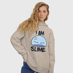 Толстовка оверсайз женская I AM SLIME, Я СЛИЗЬ, цвет: миндальный — фото 2