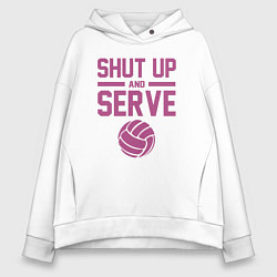 Толстовка оверсайз женская Shut Up And Serve, цвет: белый