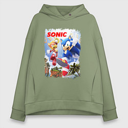 Толстовка оверсайз женская SONIC СОНИК Z, цвет: авокадо