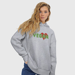Толстовка оверсайз женская Vegan Love, цвет: меланж — фото 2