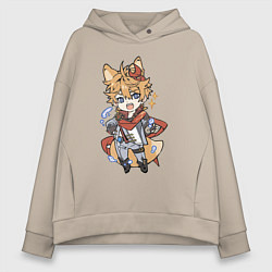 Толстовка оверсайз женская Лисёнок Тарталья, цвет: миндальный