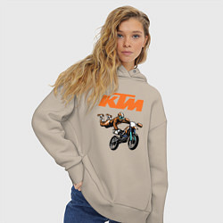 Толстовка оверсайз женская KTM МОТОКРОСС Z, цвет: миндальный — фото 2