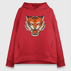 Толстовка оверсайз женская Super Tiger, цвет: красный