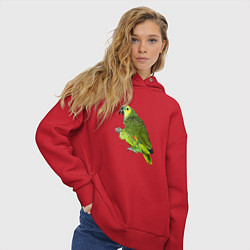 Толстовка оверсайз женская Попугайчик, цвет: красный — фото 2