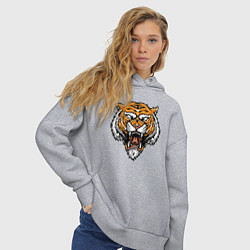 Толстовка оверсайз женская Ghost Tiger, цвет: меланж — фото 2