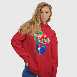 Толстовка оверсайз женская Mario Bros, цвет: красный — фото 2