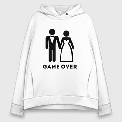 Толстовка оверсайз женская GAME OVER МОЛОДОЖЕНЫ, цвет: белый