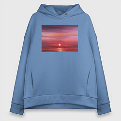 Толстовка оверсайз женская Сочный закат на море, цвет: мягкое небо