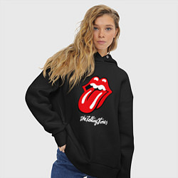 Толстовка оверсайз женская Rolling Stones Роллинг Стоунз, цвет: черный — фото 2