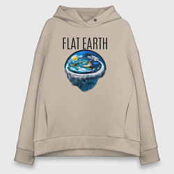 Толстовка оверсайз женская The Flat Earth, цвет: миндальный
