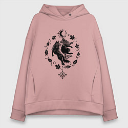 Толстовка оверсайз женская Волки из легенд, цвет: пыльно-розовый