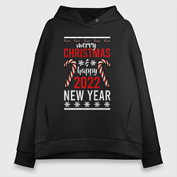 Толстовка оверсайз женская Happy 2022 NY, цвет: черный