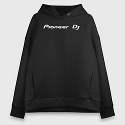 Толстовка оверсайз женская Pioneer DJ - Logo White, цвет: черный