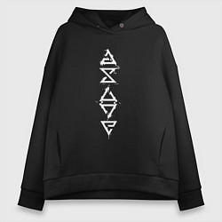 Толстовка оверсайз женская ЗНАКИ ВЕДЬМАКА THE WITCHER SYMBOL, цвет: черный