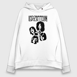 Толстовка оверсайз женская Участники группы Led Zeppelin, цвет: белый