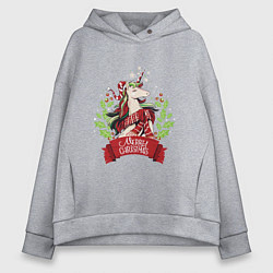 Толстовка оверсайз женская Christmas Unicorn, цвет: меланж