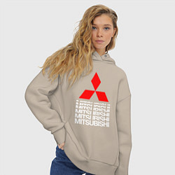 Толстовка оверсайз женская MITSUBISHI МИЦУБИСИ МИТСУБИСИ МИЦУБИШИ LOGO STYLE, цвет: миндальный — фото 2