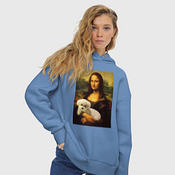 Толстовка оверсайз женская Моно Лиза с собакой, цвет: мягкое небо — фото 2