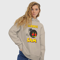 Толстовка оверсайз женская Serious Sam Bomb Logo, цвет: миндальный — фото 2