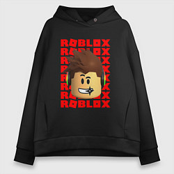 Толстовка оверсайз женская ROBLOX RED LOGO LEGO FACE, цвет: черный