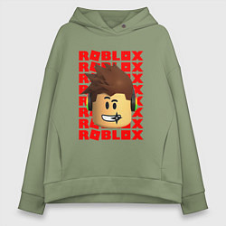 Толстовка оверсайз женская ROBLOX RED LOGO LEGO FACE, цвет: авокадо