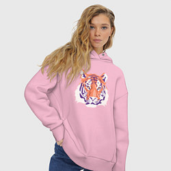 Толстовка оверсайз женская Тигра оранжевый, цвет: светло-розовый — фото 2