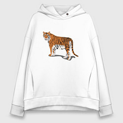 Толстовка оверсайз женская Тигр Tiger в полный рост, цвет: белый