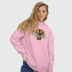 Толстовка оверсайз женская Пламенный тигр, цвет: светло-розовый — фото 2