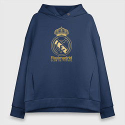 Толстовка оверсайз женская Real Madrid gold logo, цвет: тёмно-синий