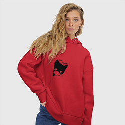 Толстовка оверсайз женская Кот в маске, цвет: красный — фото 2
