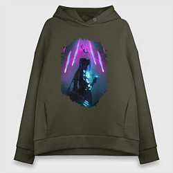 Толстовка оверсайз женская ДЖИНКС, ЛИГА ЛЕГЕНД ARCANE JINX, цвет: хаки