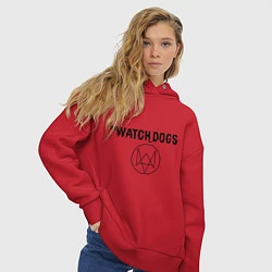 Толстовка оверсайз женская Watch Dogs, цвет: красный — фото 2