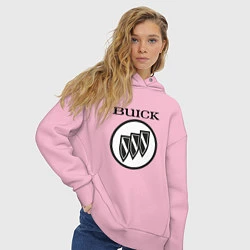 Толстовка оверсайз женская Buick Black and White Logo, цвет: светло-розовый — фото 2