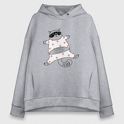 Толстовка оверсайз женская Кот в пижаме, цвет: меланж