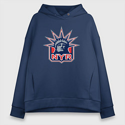 Толстовка оверсайз женская Нью Йорк Рейнджерс New York Rangers, цвет: тёмно-синий