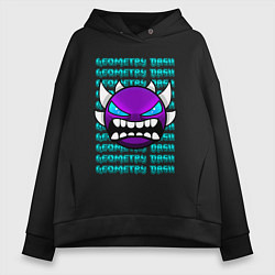 Женское худи оверсайз GEOMETRY DASH ФИОЛЕТОВЫЙ ДЕМОН ГЕОМЕТРИЯ