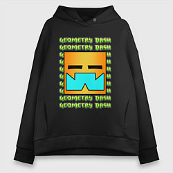 Толстовка оверсайз женская GEOMETRY DASH КЛАССИКА УРОВЕНЬ, цвет: черный