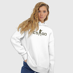 Толстовка оверсайз женская Лого камуфляж, цвет: белый — фото 2