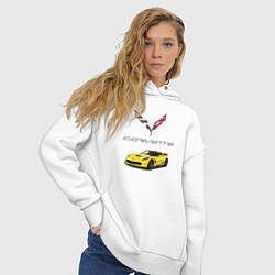 Толстовка оверсайз женская Chevrolet Corvette motorsport, цвет: белый — фото 2