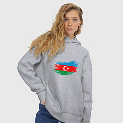 Толстовка оверсайз женская Флаг - Азербайджан, цвет: меланж — фото 2