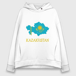 Толстовка оверсайз женская Map Kazakhstan, цвет: белый