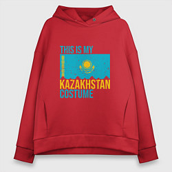 Толстовка оверсайз женская Казахстанскйи костюм, цвет: красный