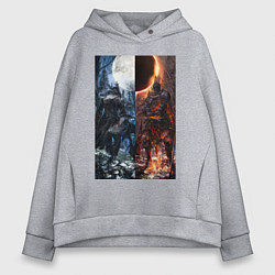 Толстовка оверсайз женская Dark Souls x Bloodborne Дарк Соулс, цвет: меланж